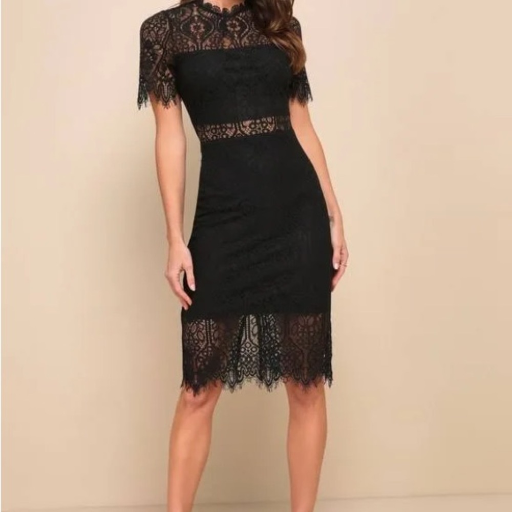 Lulu's Black Lace Detail Top - XS